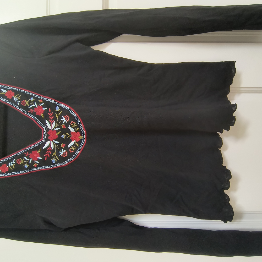 INC International Concepts Black Mesh Top